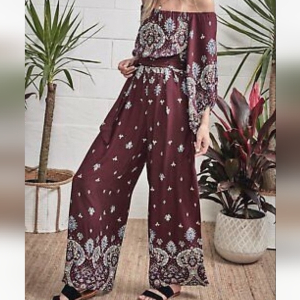 Jaase 'Golden Temple' Off the Shoulder Jumpsuit